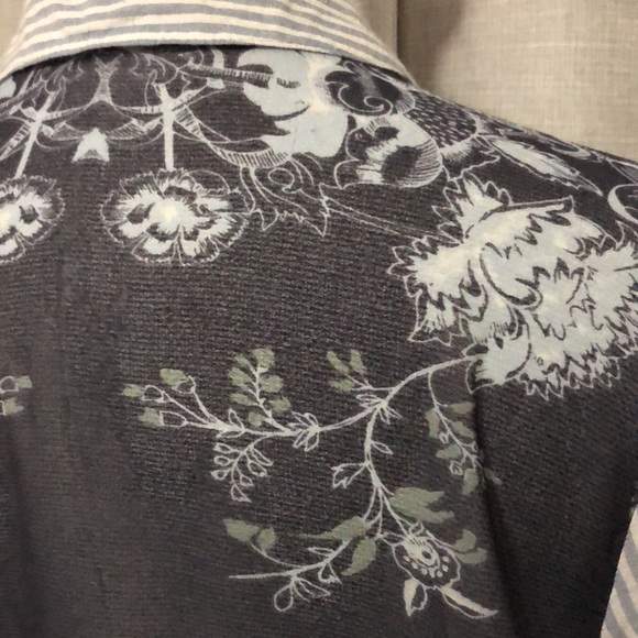 EUC Free People Button Front Blouse-Striped with Sheer Back-3/4 Roll up Sleeves - Picture 8 of 15